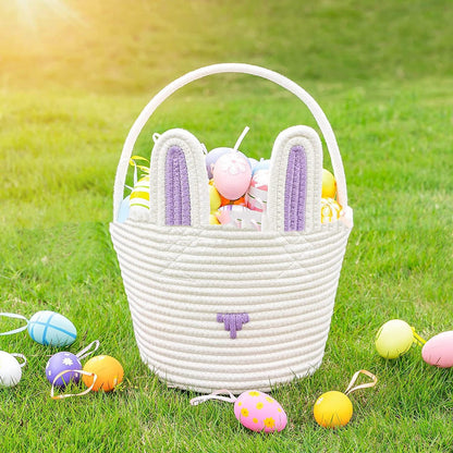 Easter Gift Basket With Hand-woven Rabbit Ears Storage Basket