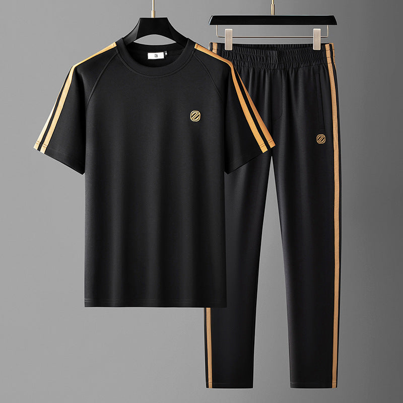 Men's Ice Silk Style Ironing-free Sweat-absorbent Breathable Short Sleeve Suit
