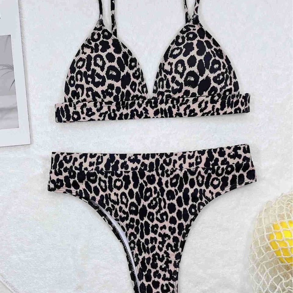 European And American Leopard Print Bikini Swimsuit For Women