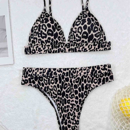 European And American Leopard Print Bikini Swimsuit For Women