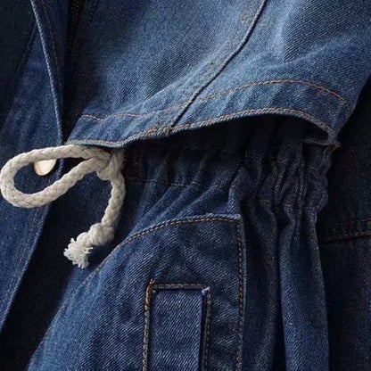 Winter New Womens Fleece-Lined Mid-Length Denim Padded Jacket Coats