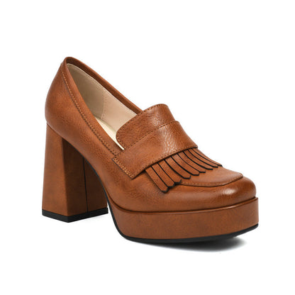 Women's Retro Chunky-Soled Commute Wedge Ultra-High Heels