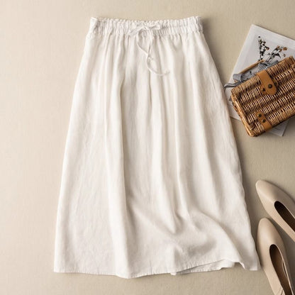 Casual Solid-Colored Cotton-Linen Womens Loose Artistic Dress
