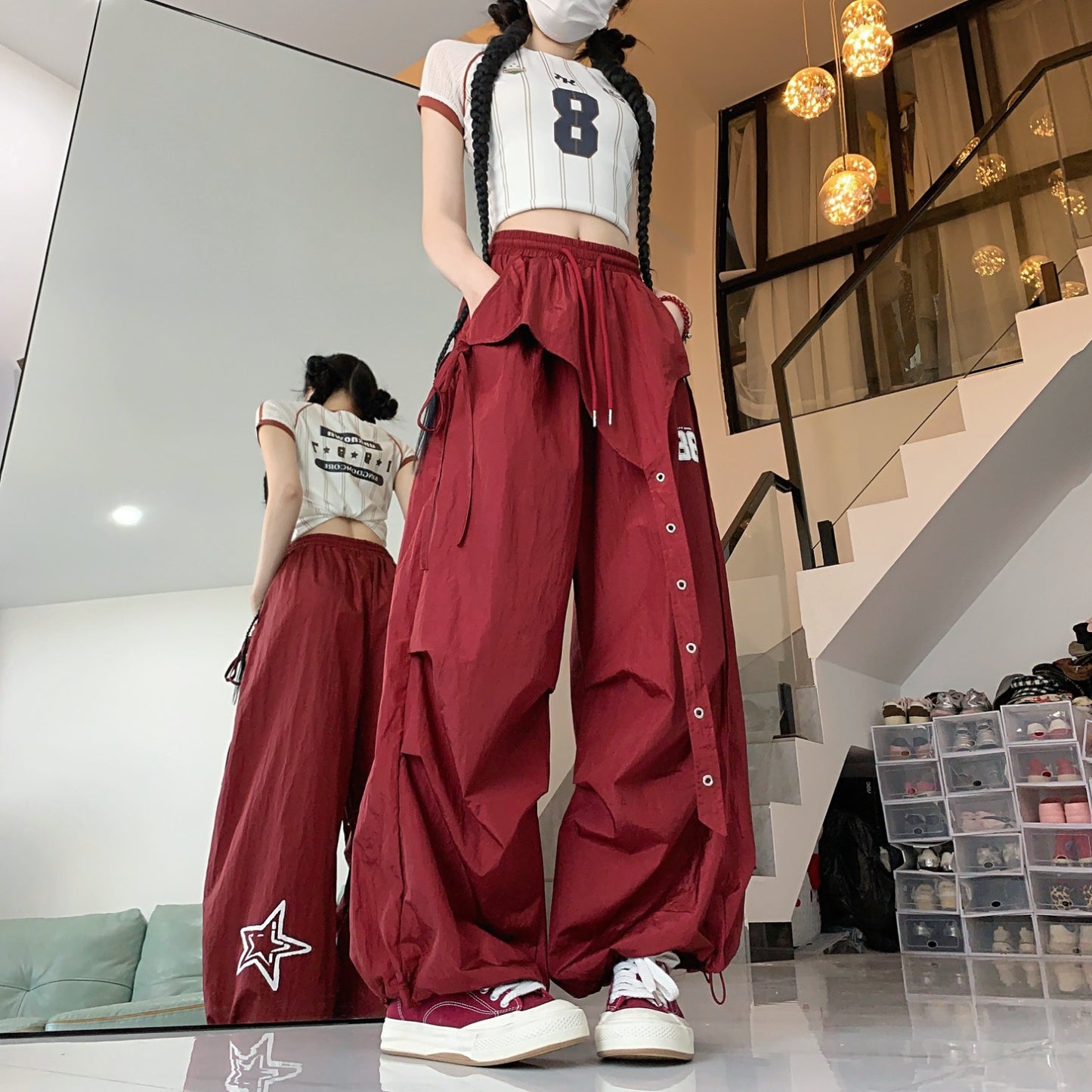 American-style Hip-hop Quick-dry Wide-leg Pants Women's Summer