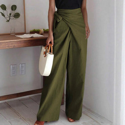 Bow-tie Woven Fashionable Trousers Straight-leg Pants