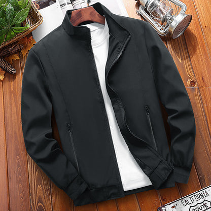 New Men's Jacket Stand Collar Solid Color Plus Size Coat