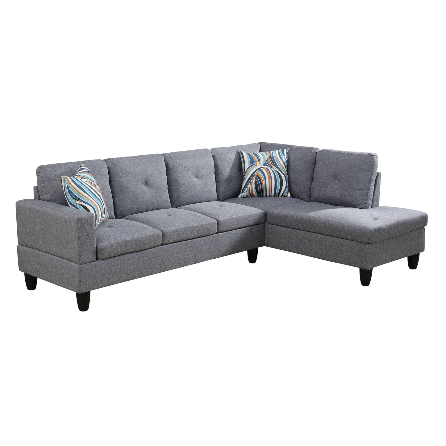 Pickup Only--66.5 Grey Linen 3-Piece Living Room Sofa Set