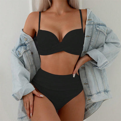 Steel Bracket High-grade Bikini Women's High Waist Beach Swimsuit
