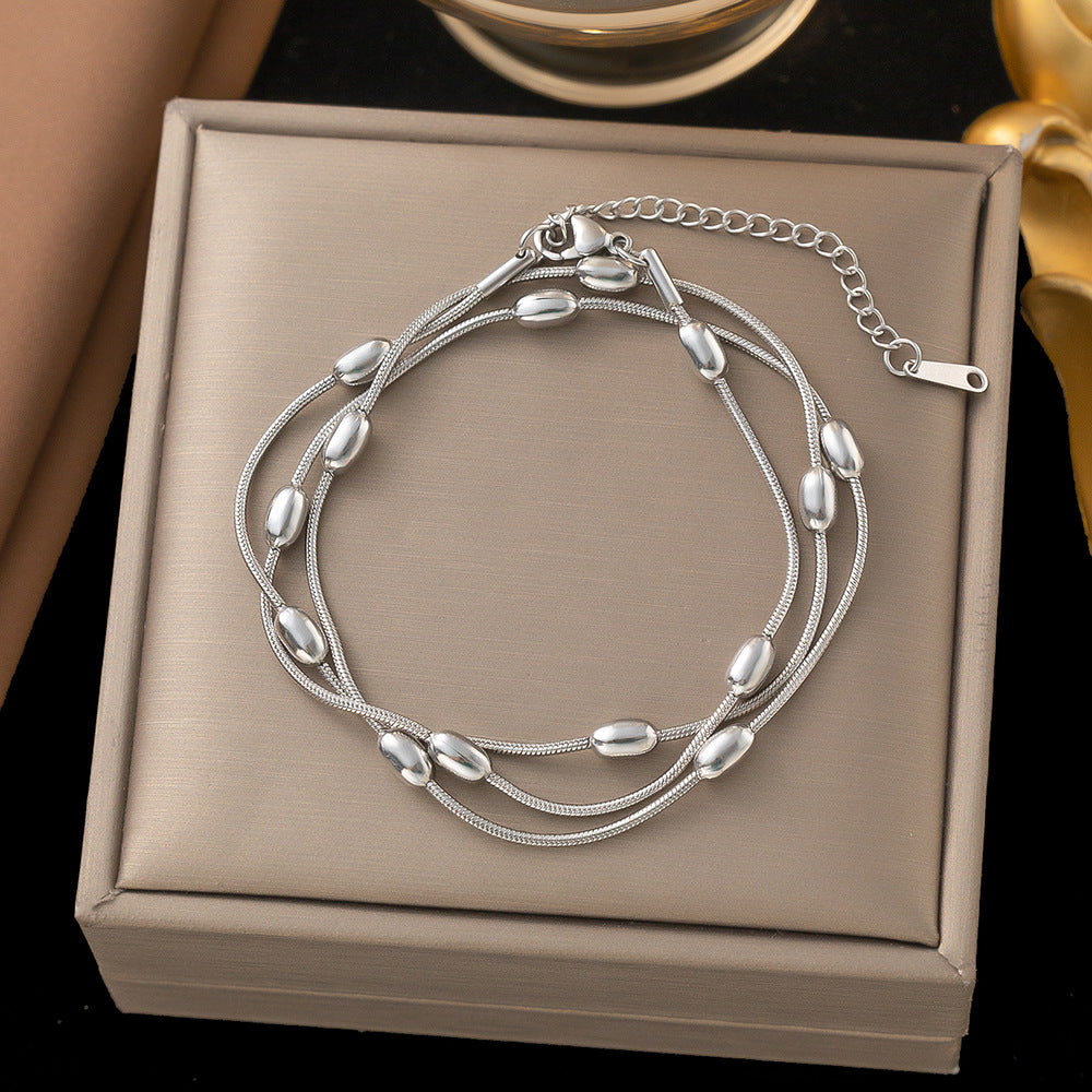 Multi-layer Necklace Titanium Steel Bracelet Double Ornaments