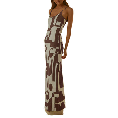 European And American Winter Fashion Sexy Style Printing Slim Fit Slimming Dress