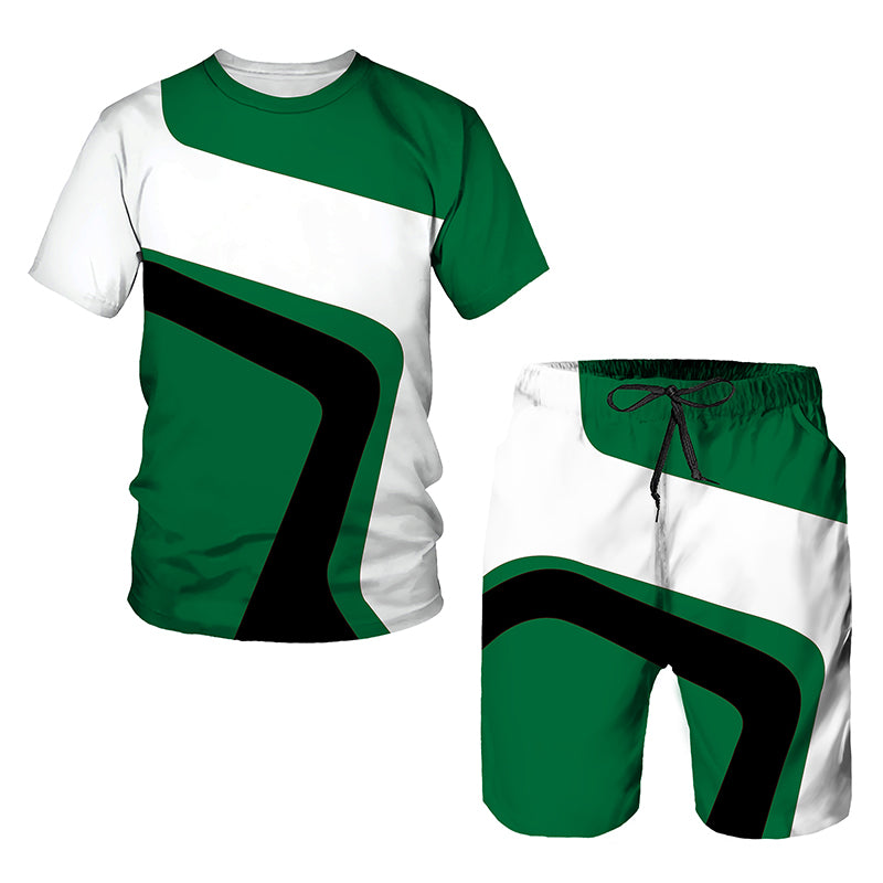 Youth Sports Slim Fit Printed T-shirt Set