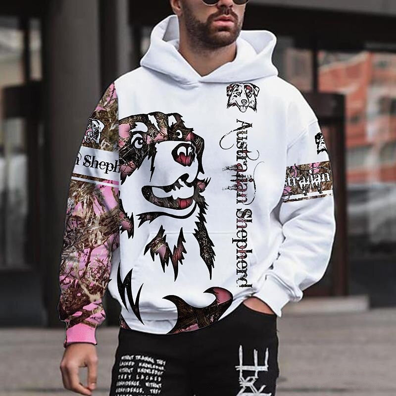 Spring 3D Printed Hooded Long Sleeve Sweater