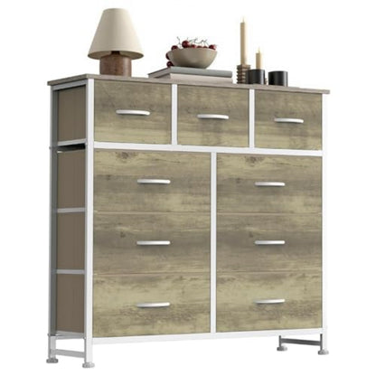 Tall Dresser Fabric Storage Tower ,Wooden Top For Kid Room, Closet, Entryway, Nursery