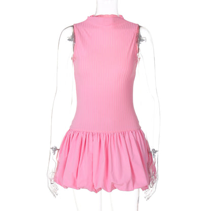 Women's Summer Fashion Back Hollow Slim Pleated Dress
