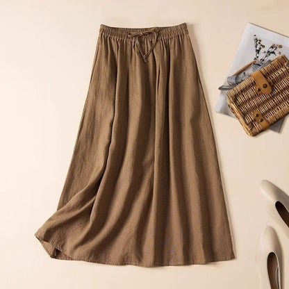 Casual Solid-Colored Cotton-Linen Womens Loose Artistic Dress