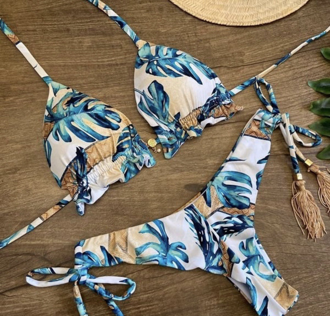 Women's Two-piece Printed Swimsuit Triangle Bikini