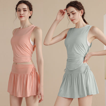 Summer Loose Yoga Vest Women's Sweat-absorbent Breathable Sleeveless Sports Blouse Suit