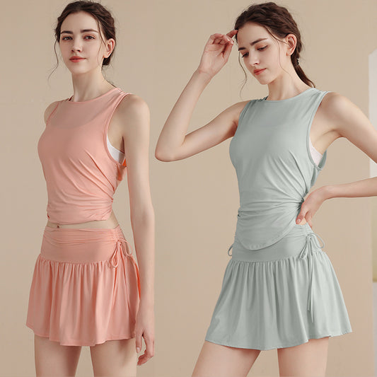 Summer Loose Yoga Vest Women's Sweat-absorbent Breathable Sleeveless Sports Blouse Suit