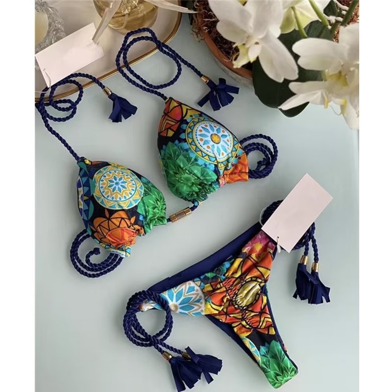 Women's Seaside Hand-knitted Rope Pure Color Bikini