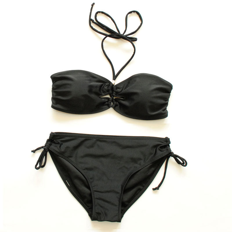 Bikini European And American Fashion Three-point Swimsuit Small Chest Gathered
